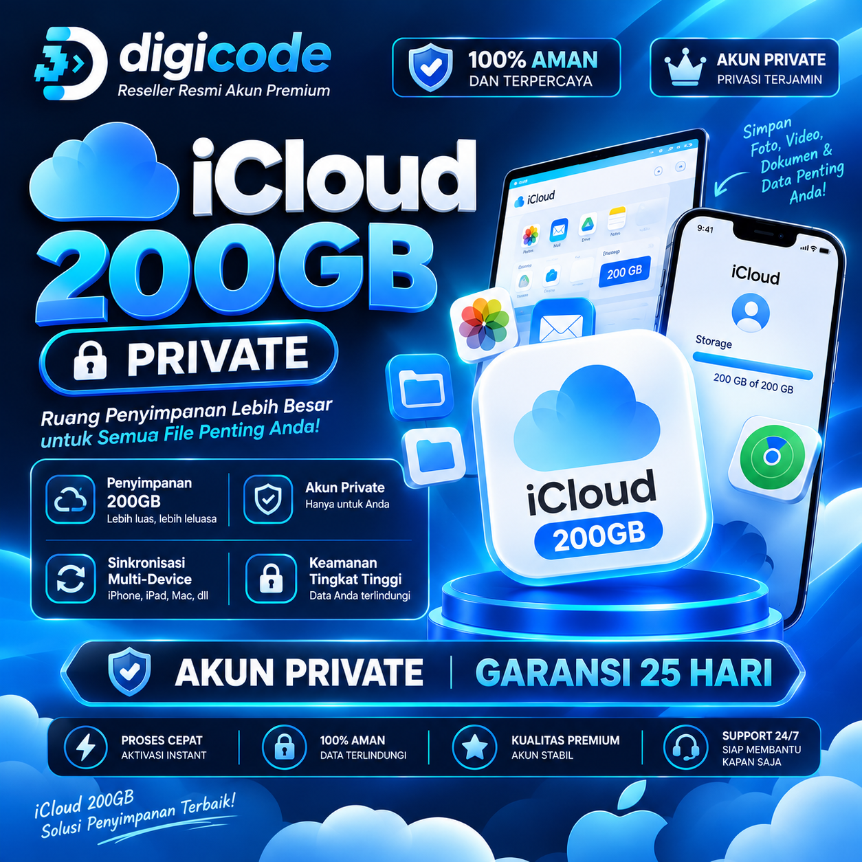 Icloud 200GB Private | 1 Tahun
