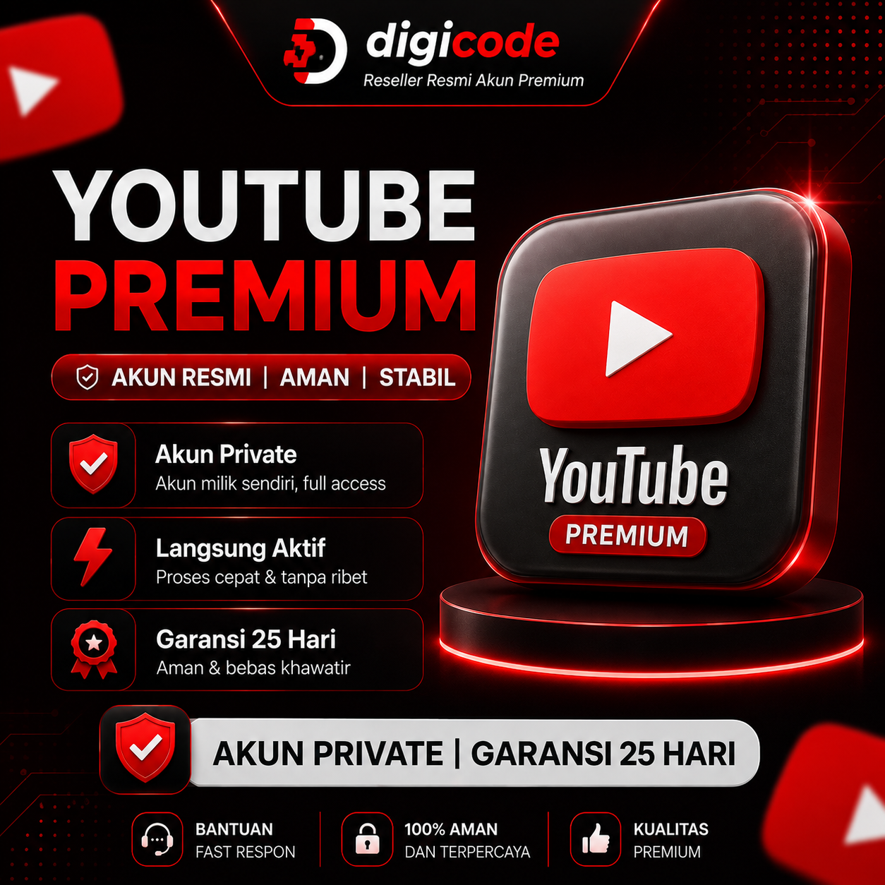 Youtube Premium  Private | 30 Hari